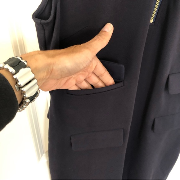 Tory Burch Pencil sheath Dress compression fabric front exposed Zipper pockets M - Picture 5 of 13